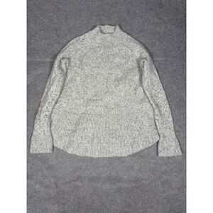 MAX STUDIO Gray Speckled‎ Mock Neck Sweater Peplum Hem Women Large